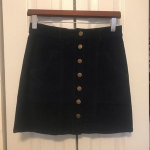 Navy corduroy button up skirt